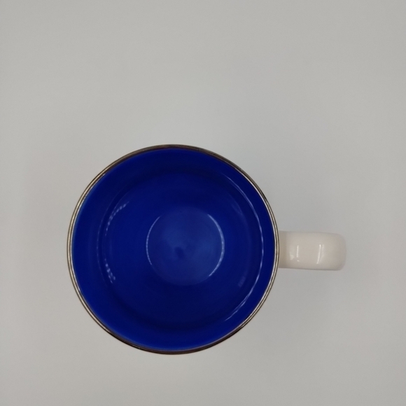 2003 Starbucks Barista Coffee Cup Mug White Blue Scroll Red Diamonds 18oz - Picture 8 of 11